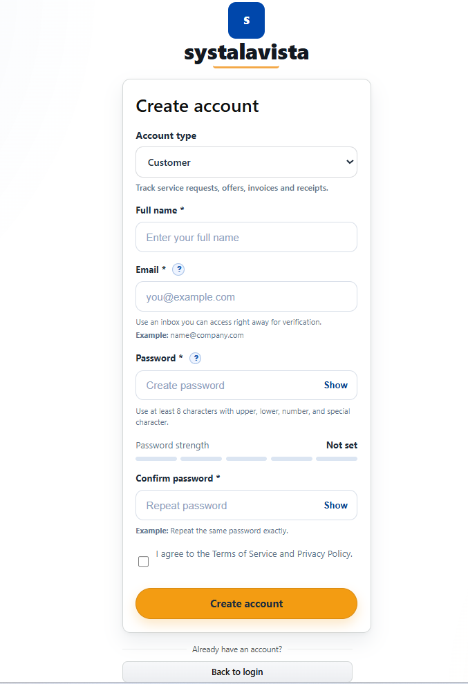 Create account